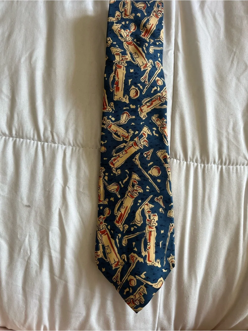Givenchy Navy Tie with Cream and Red Golf Motif
